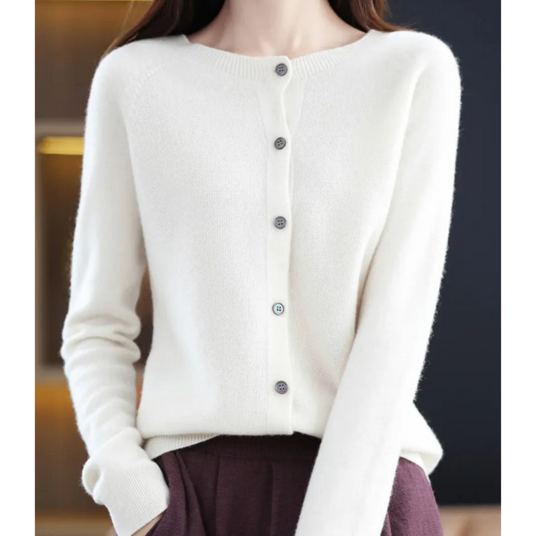 Dam cardigan med knappar och långa ärmar i enkel design
