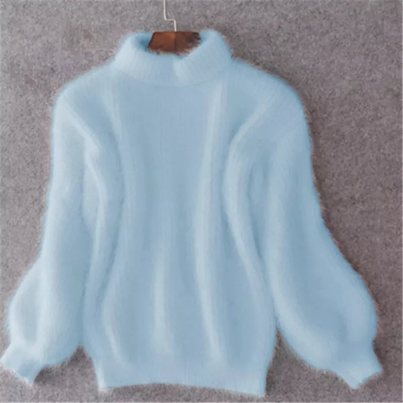 Dam löst stickad tröja i vintagestil med enfärgad design