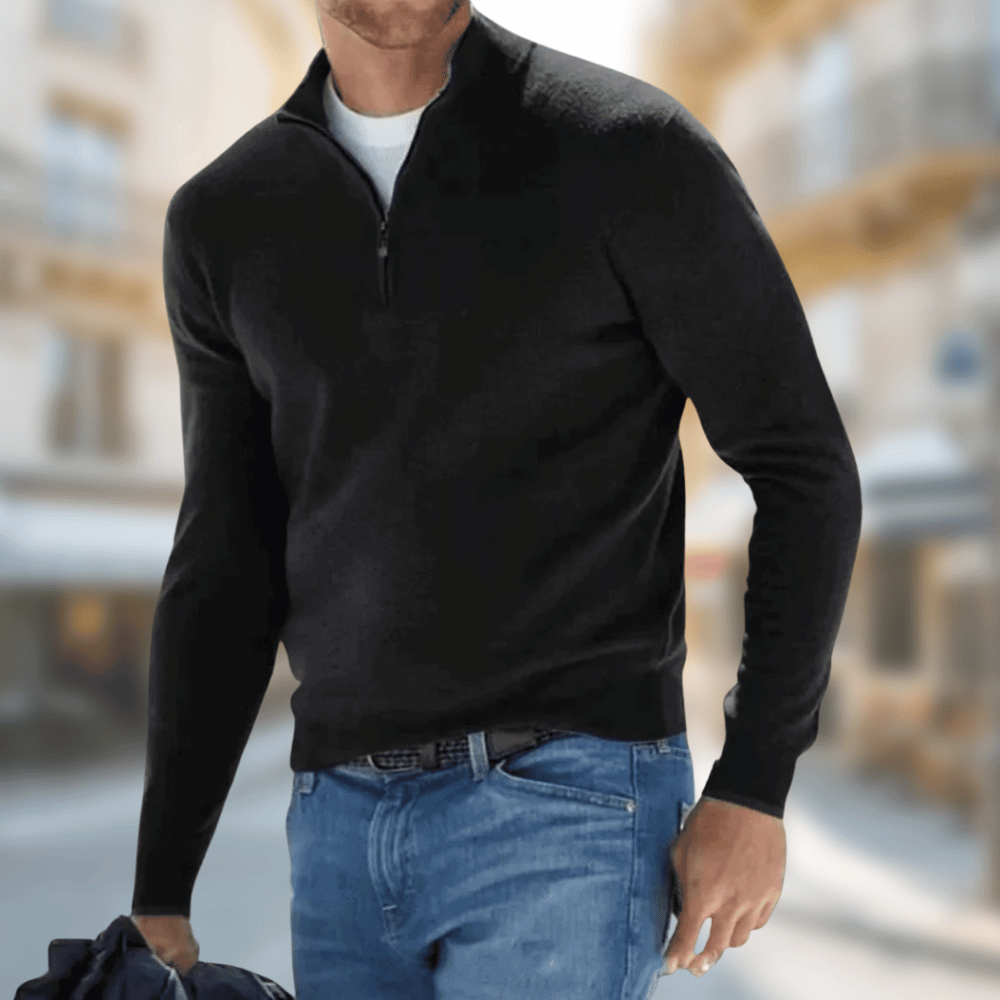 Herr ledig pullover med dragkedja krage