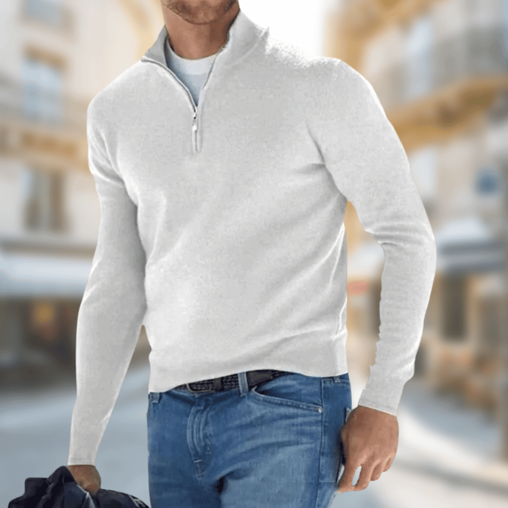 Herr ledig pullover med dragkedja krage