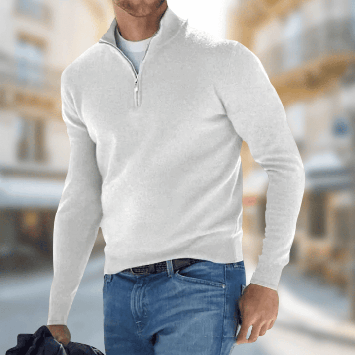 Herr ledig pullover med dragkedja krage