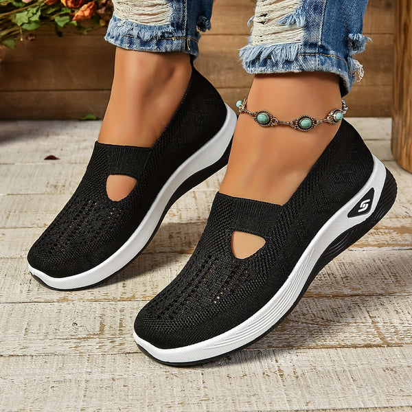 Dam slip-på stickad sneakers för promenad
