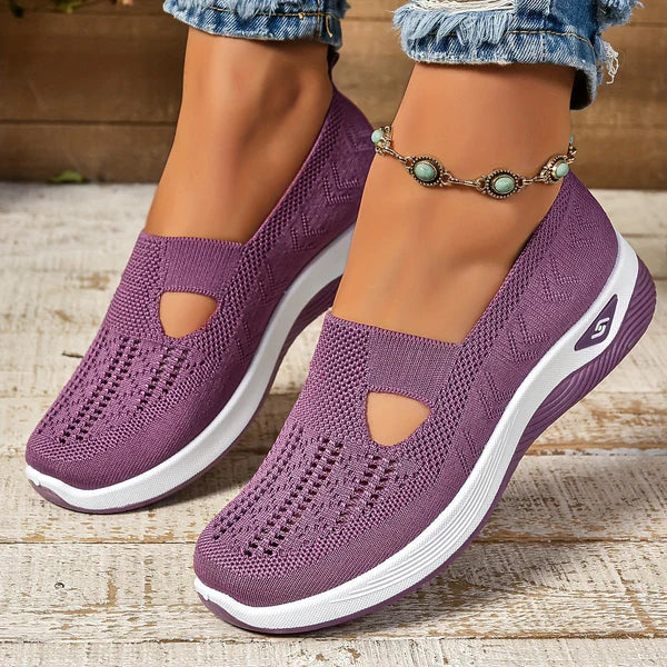 Dam slip-på stickad sneakers för promenad