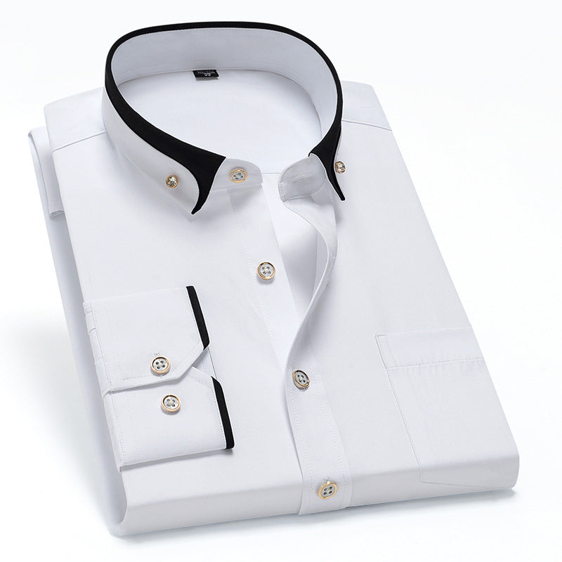 Herr skrynkelfri långärmad skjorta med button-down-design