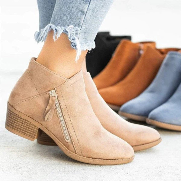 Dam ankelboots låg klack dragkedja ankelboots