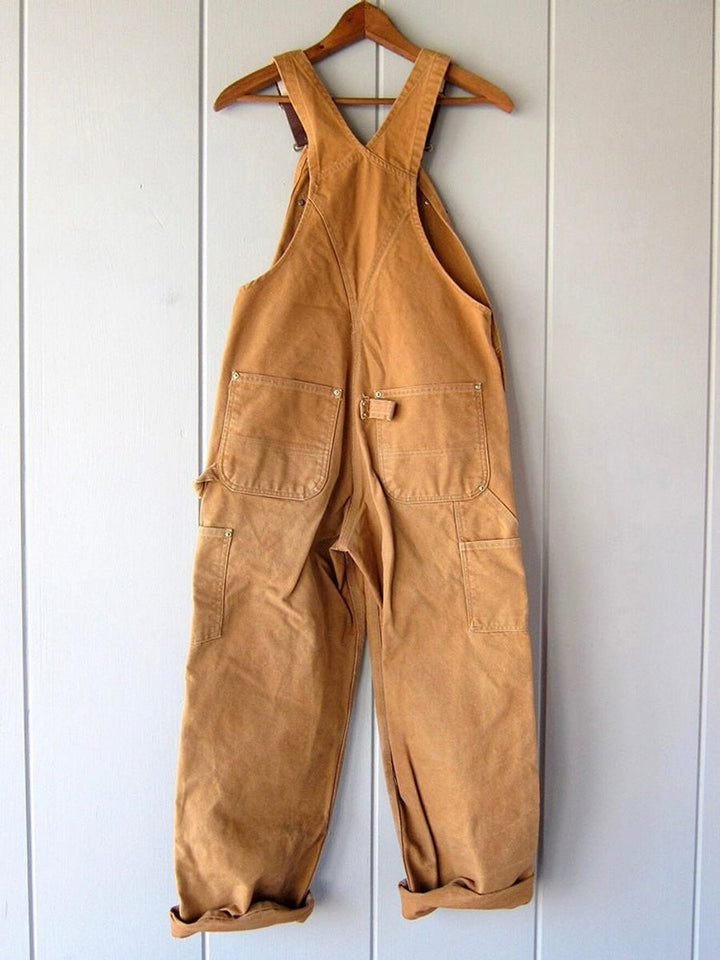 Dam bomull jumpsuit med justerbara axelband, lös passform