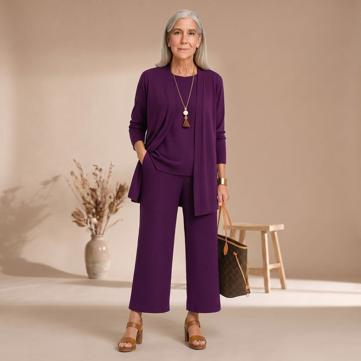 Dam tredelad byxdress set vida ben byxor kofta topp