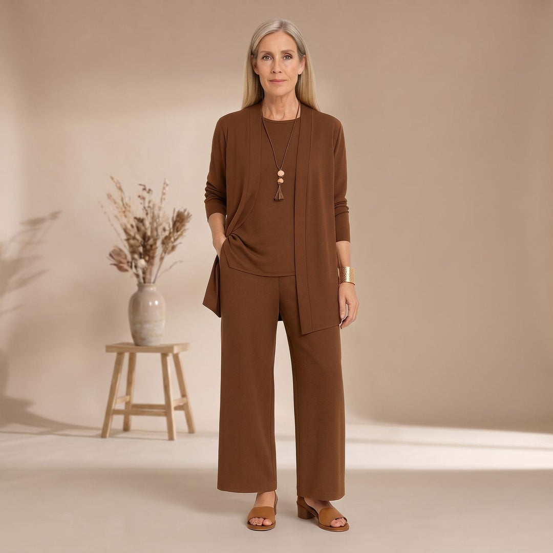 Dam tredelad byxdress set vida ben byxor kofta topp