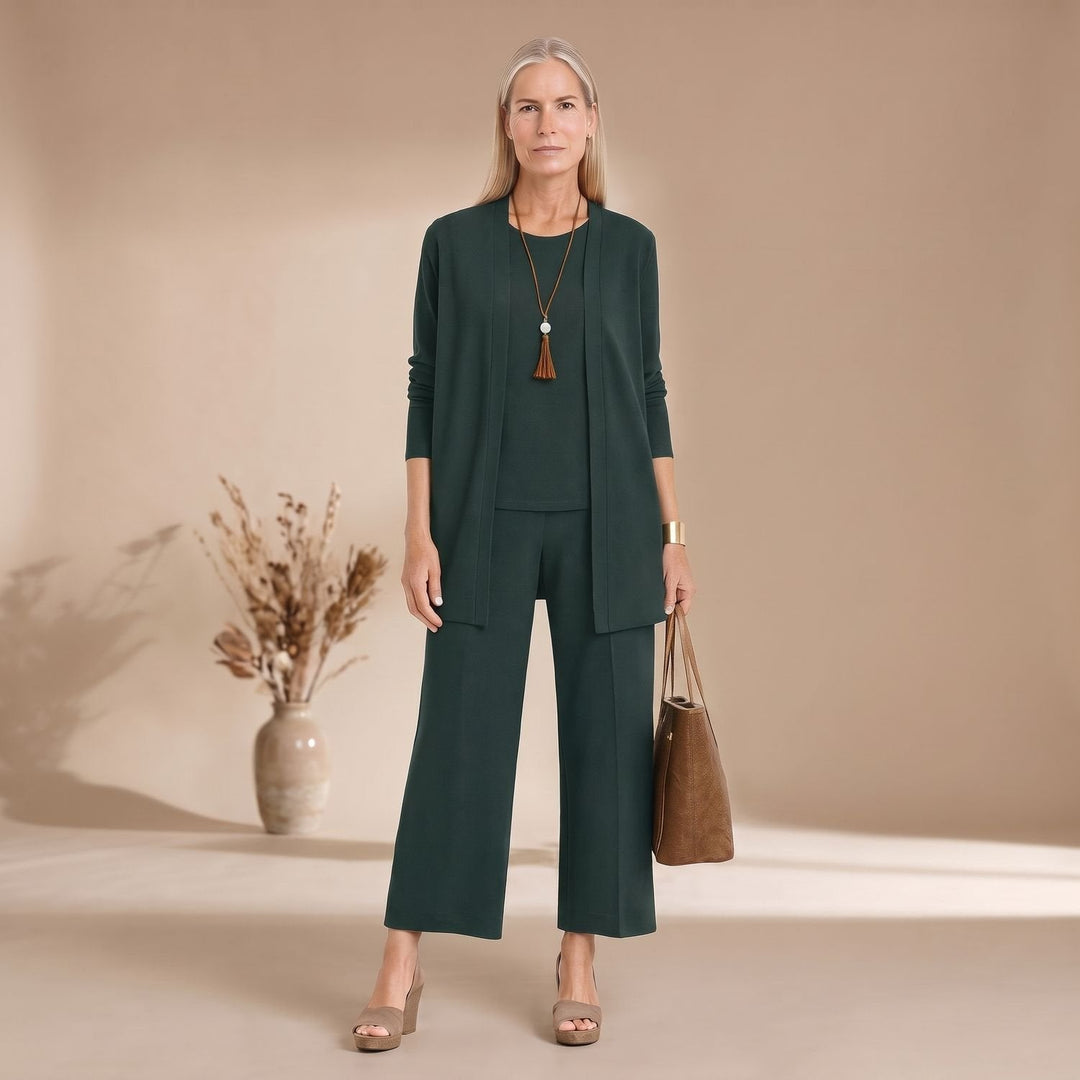 Dam tredelad byxdress set vida ben byxor kofta topp