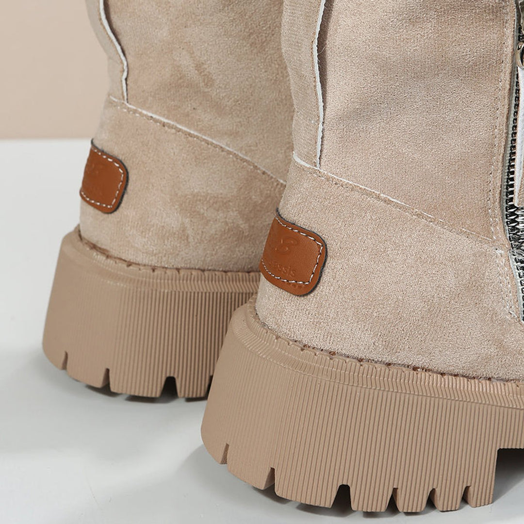 Dam isolerad mocka slip-på ankelboots med platåsula