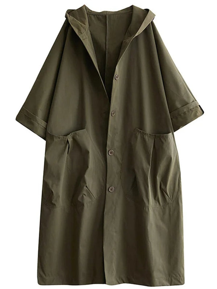 Dam lång med huva trenchcoat vattenavvisande oversize