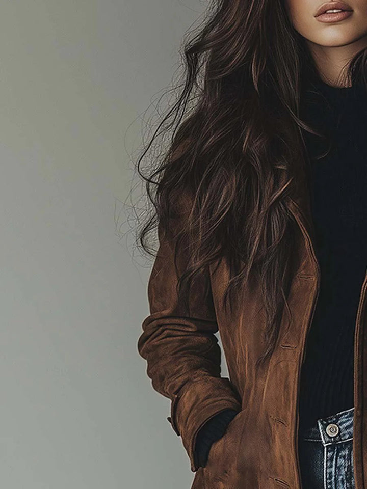 Dam lång modell dubbelknäppt skräddad trenchcoat