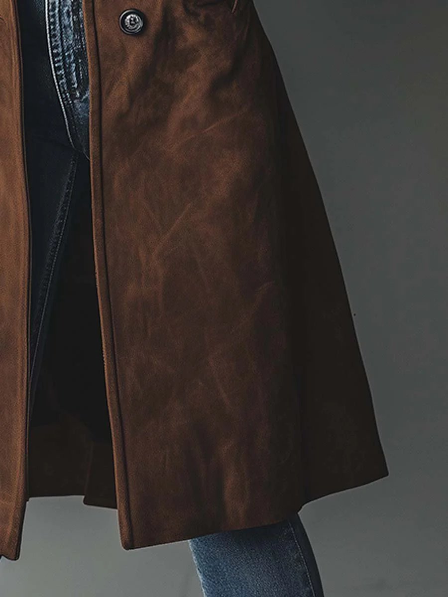 Dam lång modell dubbelknäppt skräddad trenchcoat