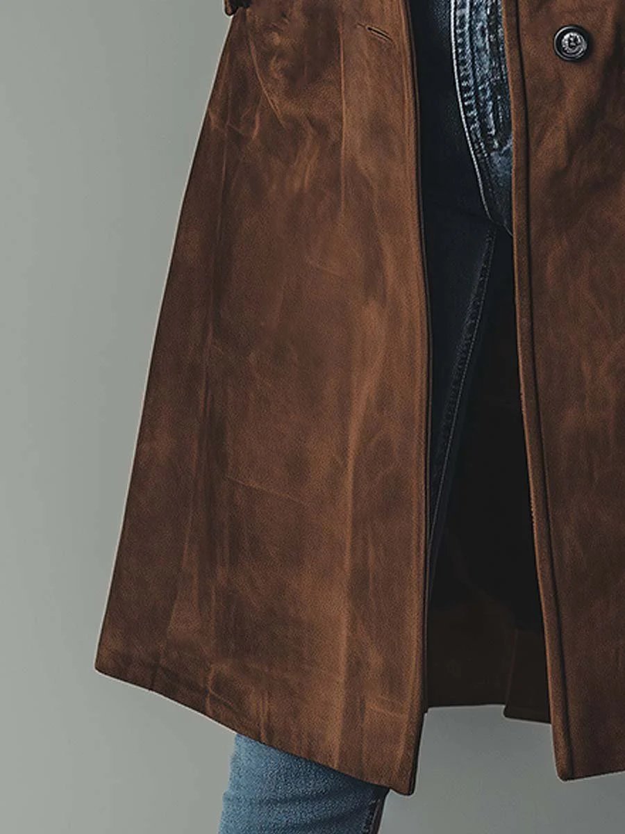 Dam lång modell dubbelknäppt skräddad trenchcoat
