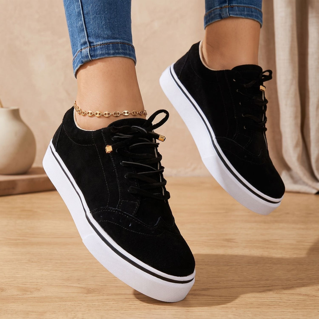 Dam ortopedisk platå sneakers med snörning och brogueskor