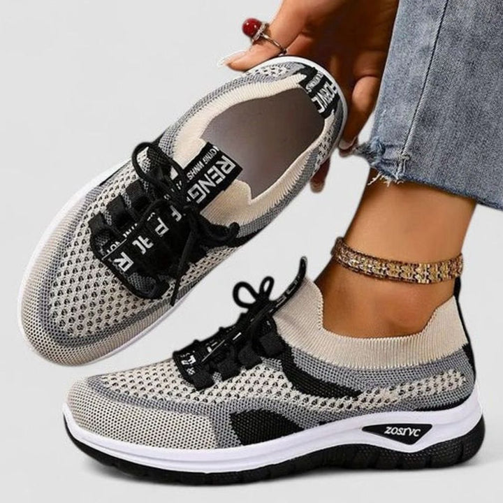 Dam ortopedisk med snörning sneakers lätt mesh löpning skor