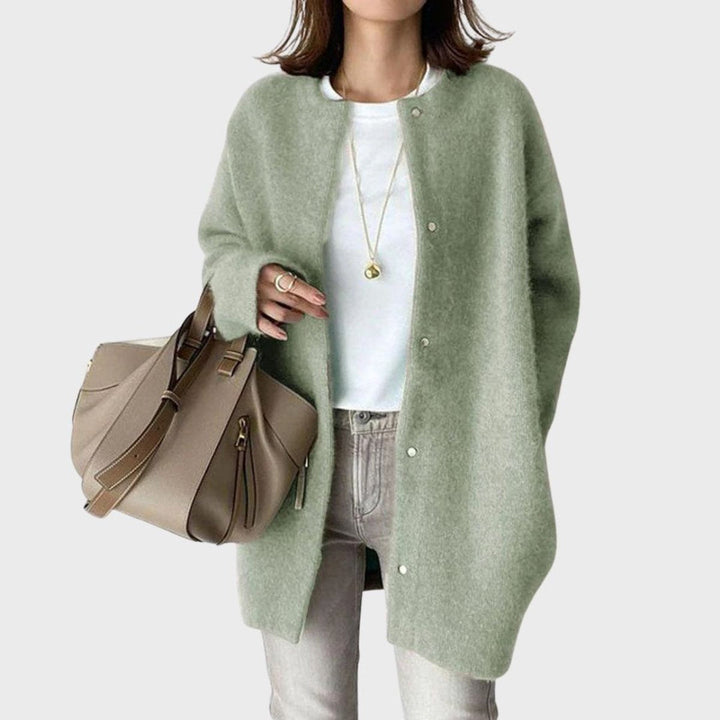 Dam oversize kashmir kofta med tryckknappar