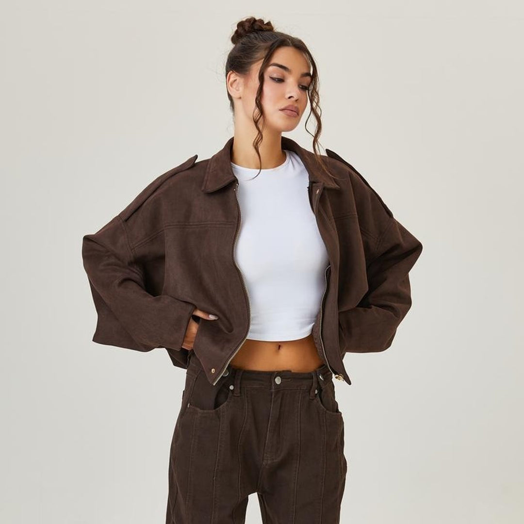 Dam oversize kort modell konstmocka bomberjacka