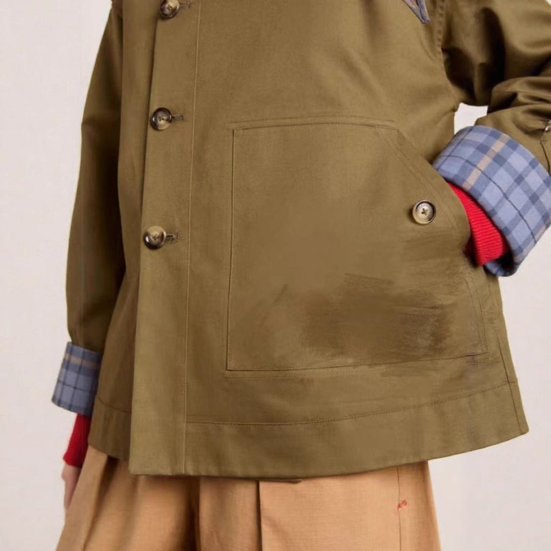 Dam oversize trenchcoat med rutig foder och slag