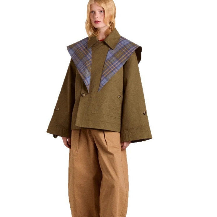 Dam oversize trenchcoat med rutig foder och slag