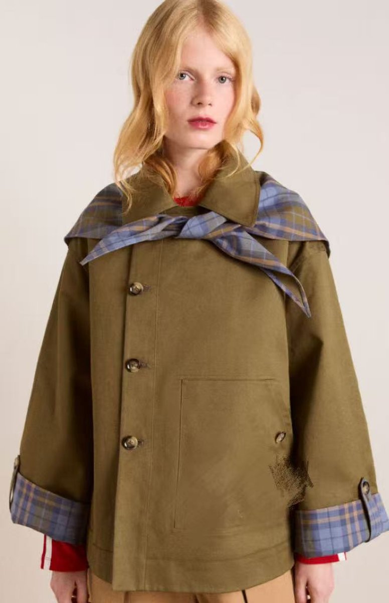 Dam oversize trenchcoat med rutig foder och slag