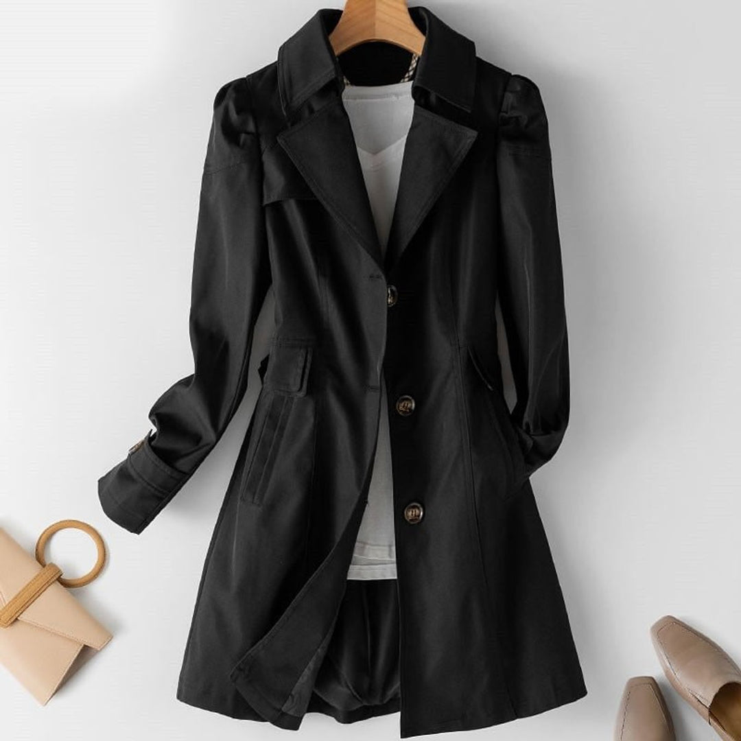 Dam vinterjacka elegant skärning polyester kavaj-trenchcoat