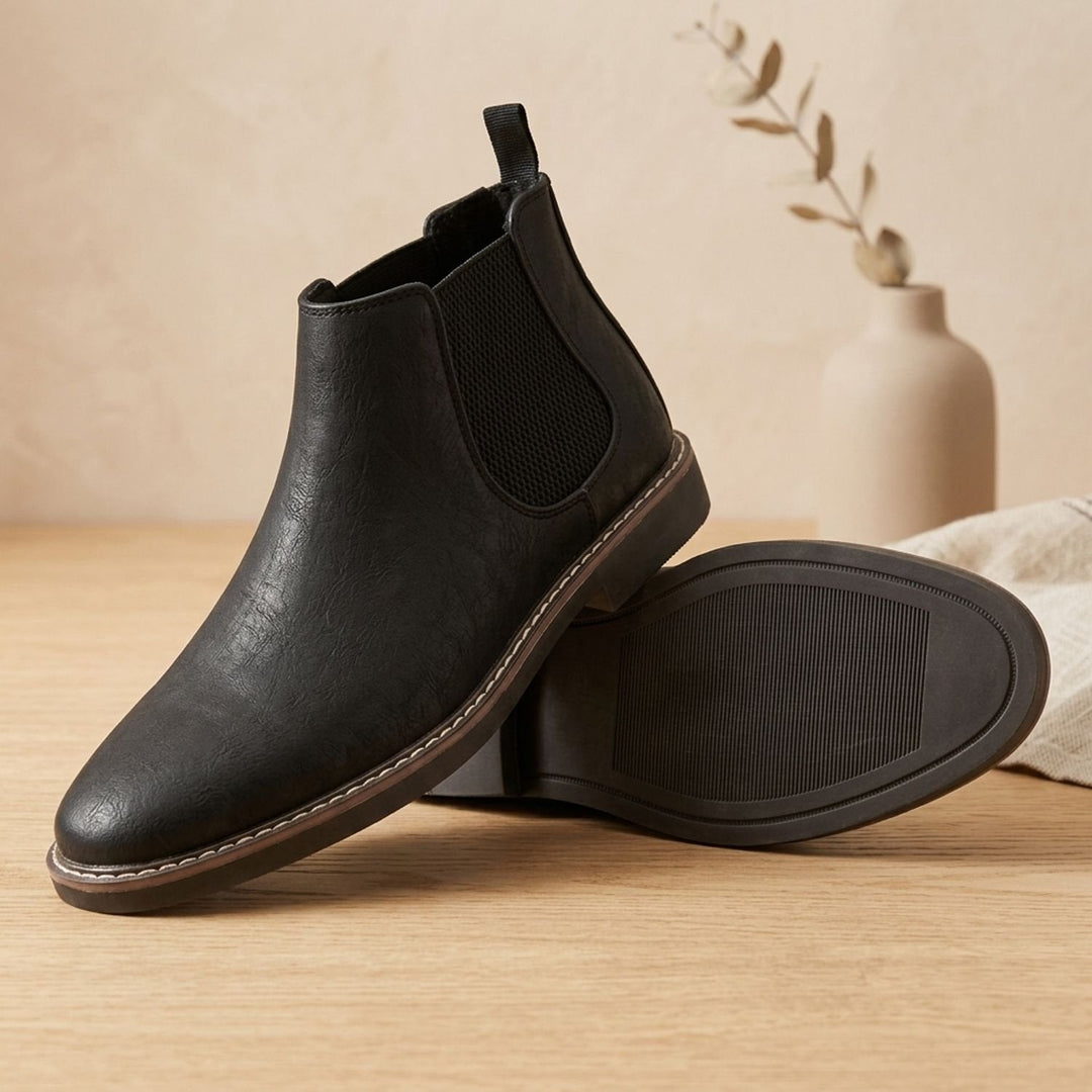 Herr chelseaboots hel narvläder slip-på ankelboots
