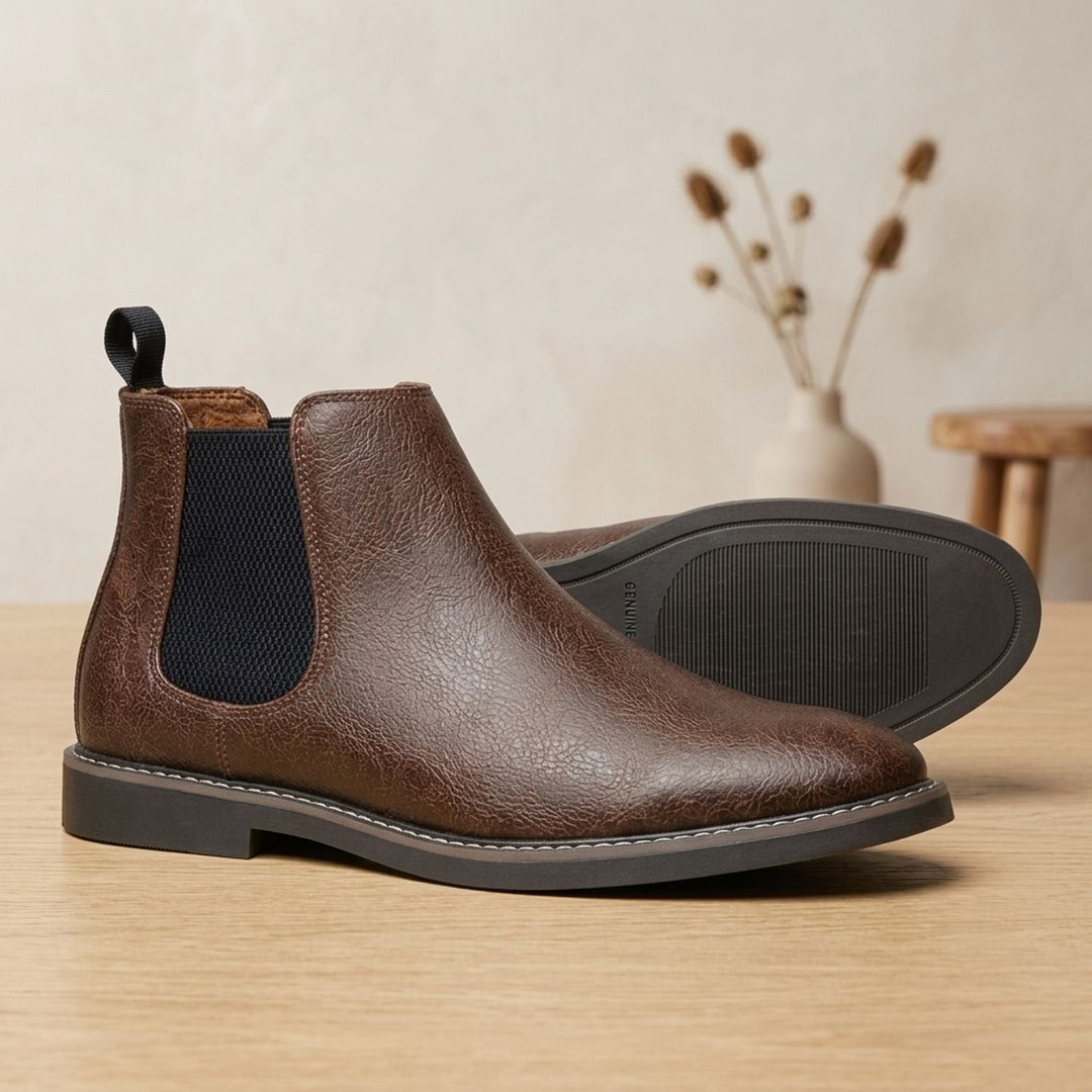 Herr chelseaboots hel narvläder slip-på ankelboots