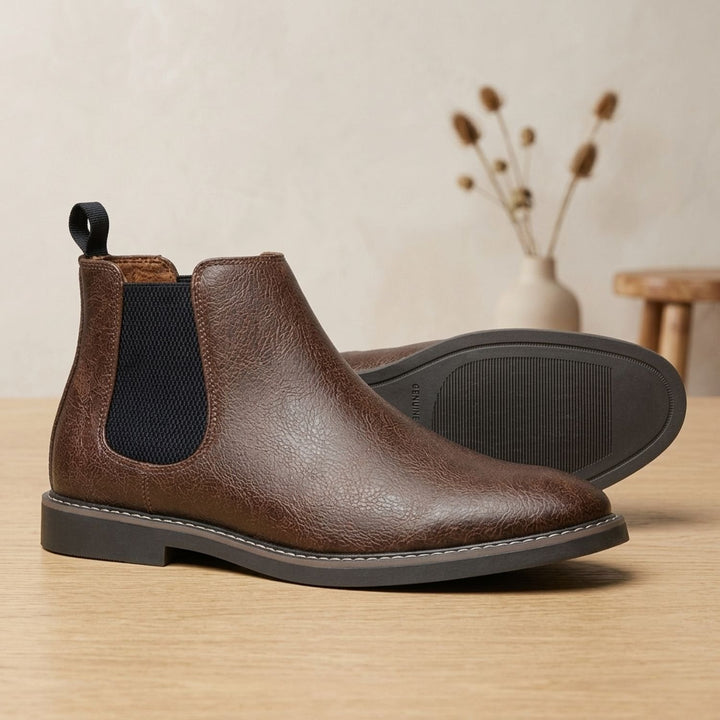 Herr chelseaboots hel narvläder slip-på ankelboots