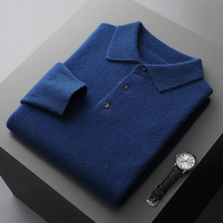 Herr kashmir polo stickad tröja långärmad arbete stickad pullover