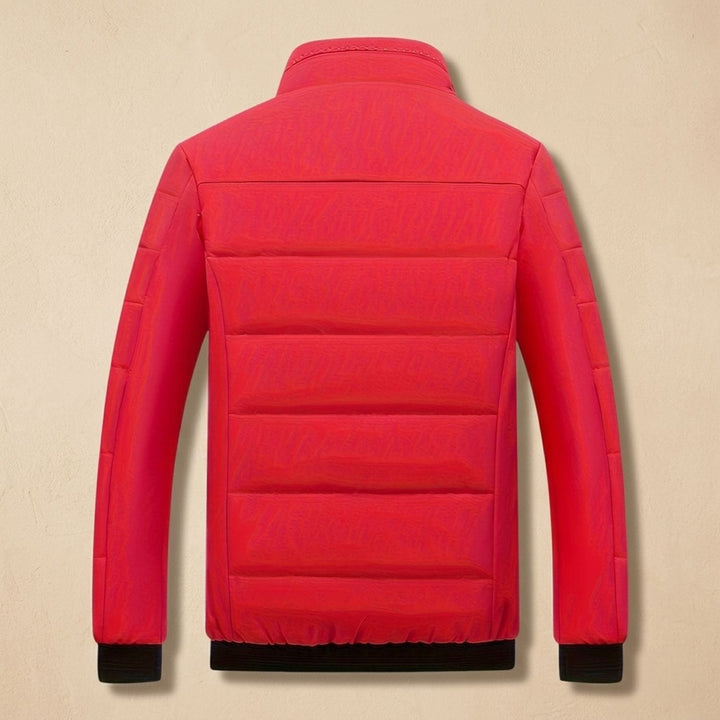 Herr quiltad jacka isolerad vinterjacka med stående krage dragkedja