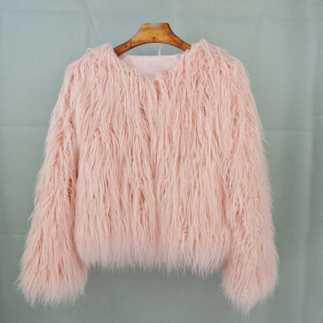 Dam fuskpäls kappa fluffig lång pile vinterkappa