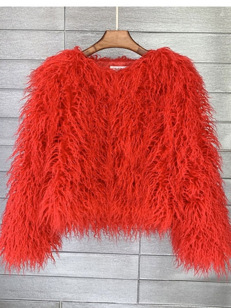Dam fuskpäls kappa fluffig lång pile vinterkappa