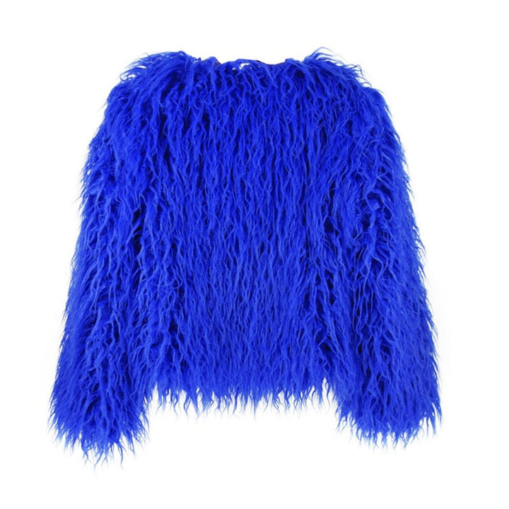 Dam fuskpäls kappa fluffig lång pile vinterkappa