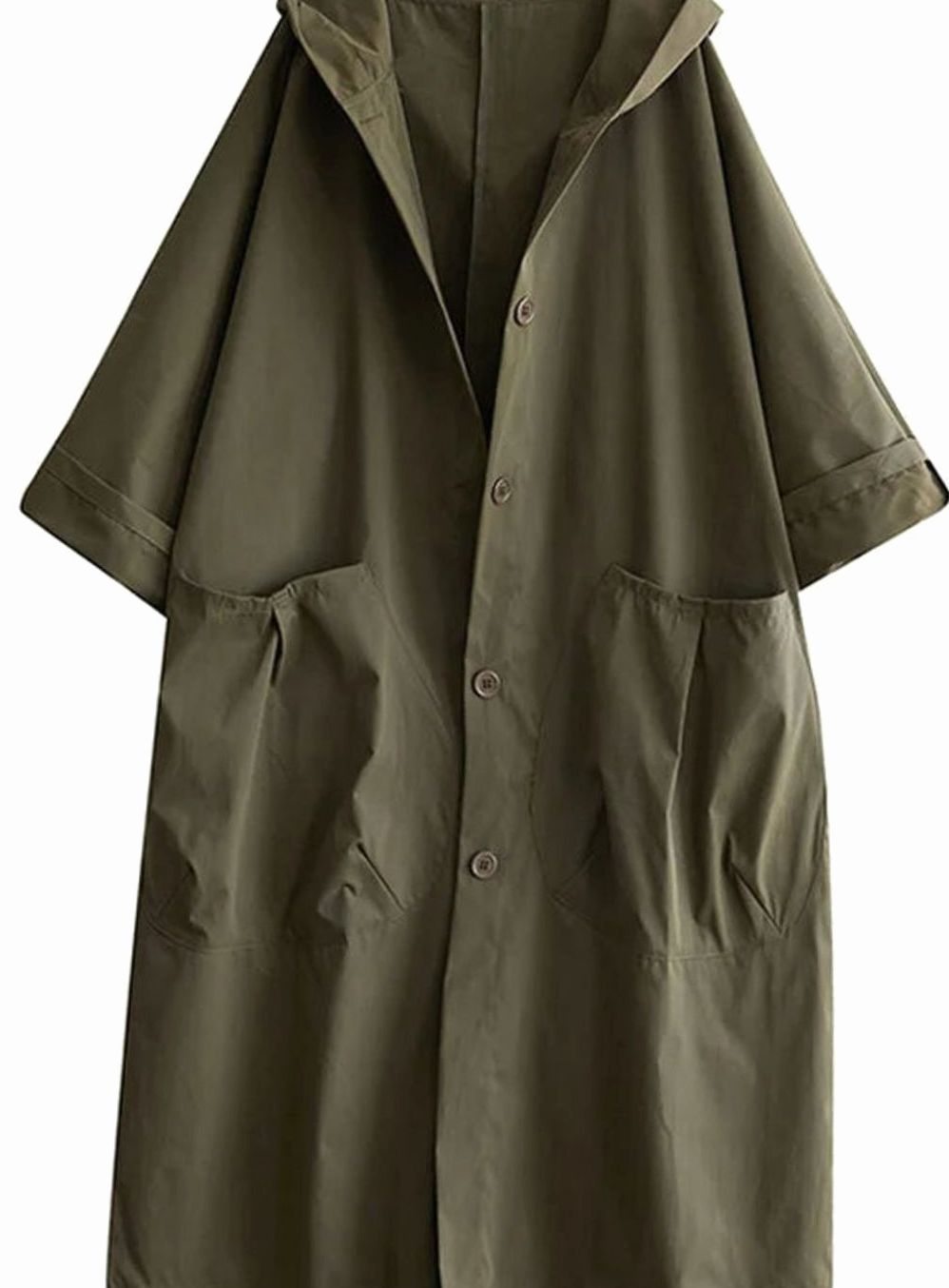 Lång kappa med huva för kvinnor vattenavvisande oversize trenchcoat