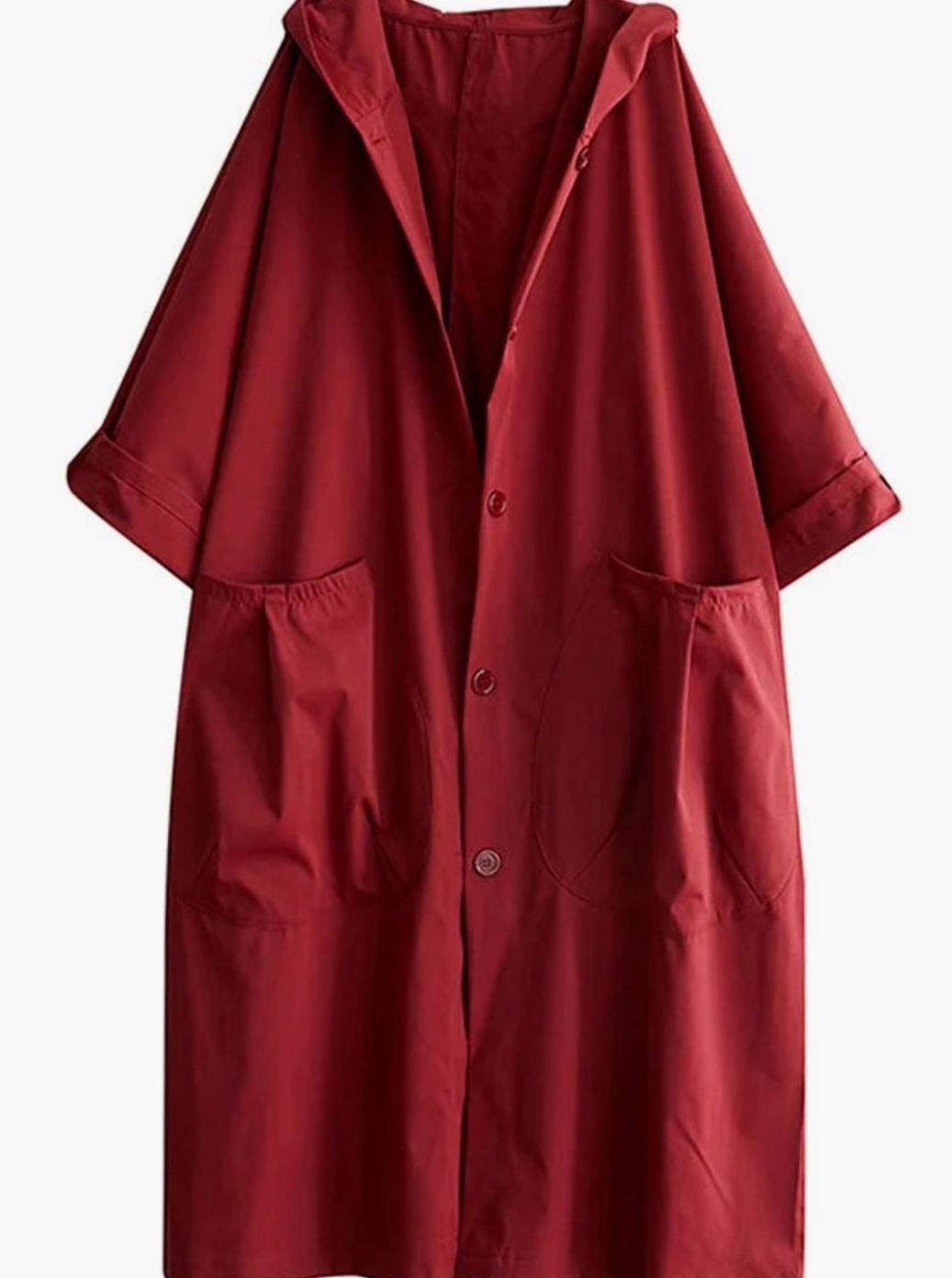 Lång kappa med huva för kvinnor vattenavvisande oversize trenchcoat