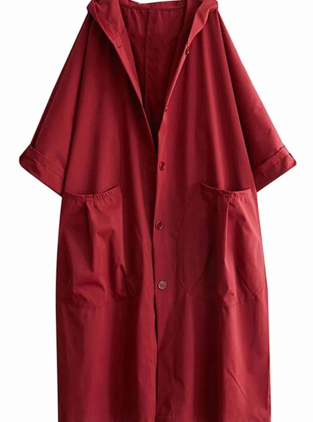 Lång kappa med huva för kvinnor vattenavvisande oversize trenchcoat