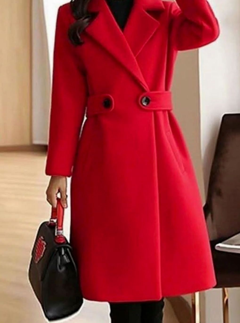 Dam kappa klassisk ull trenchcoat lång elegant vinterkappa