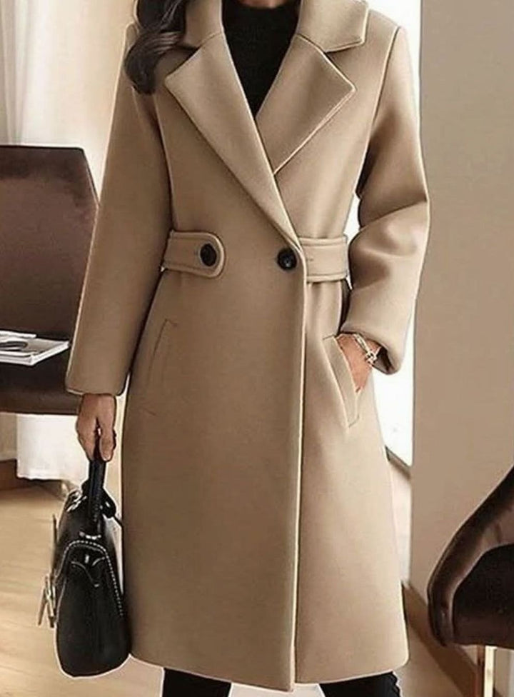 Dam kappa klassisk ull trenchcoat lång elegant vinterkappa