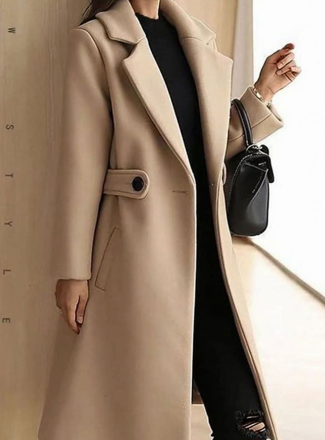 Dam kappa klassisk ull trenchcoat lång elegant vinterkappa