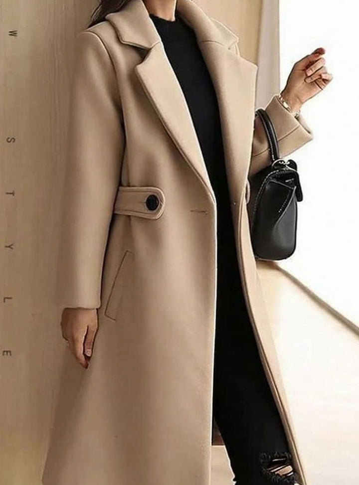 Dam kappa klassisk ull trenchcoat lång elegant vinterkappa