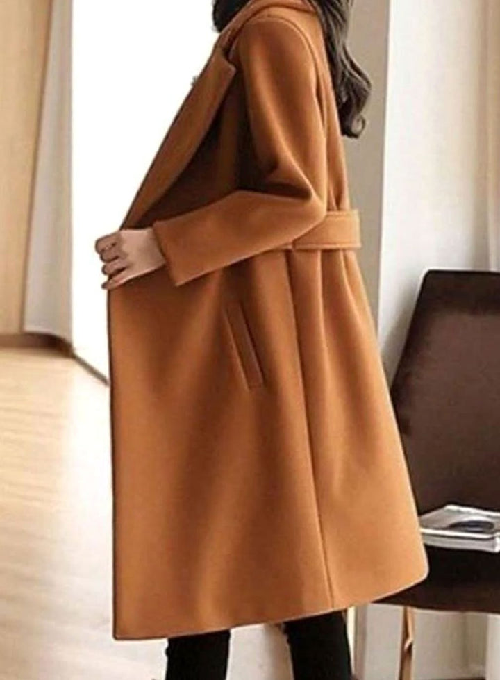 Dam kappa klassisk ull trenchcoat lång elegant vinterkappa
