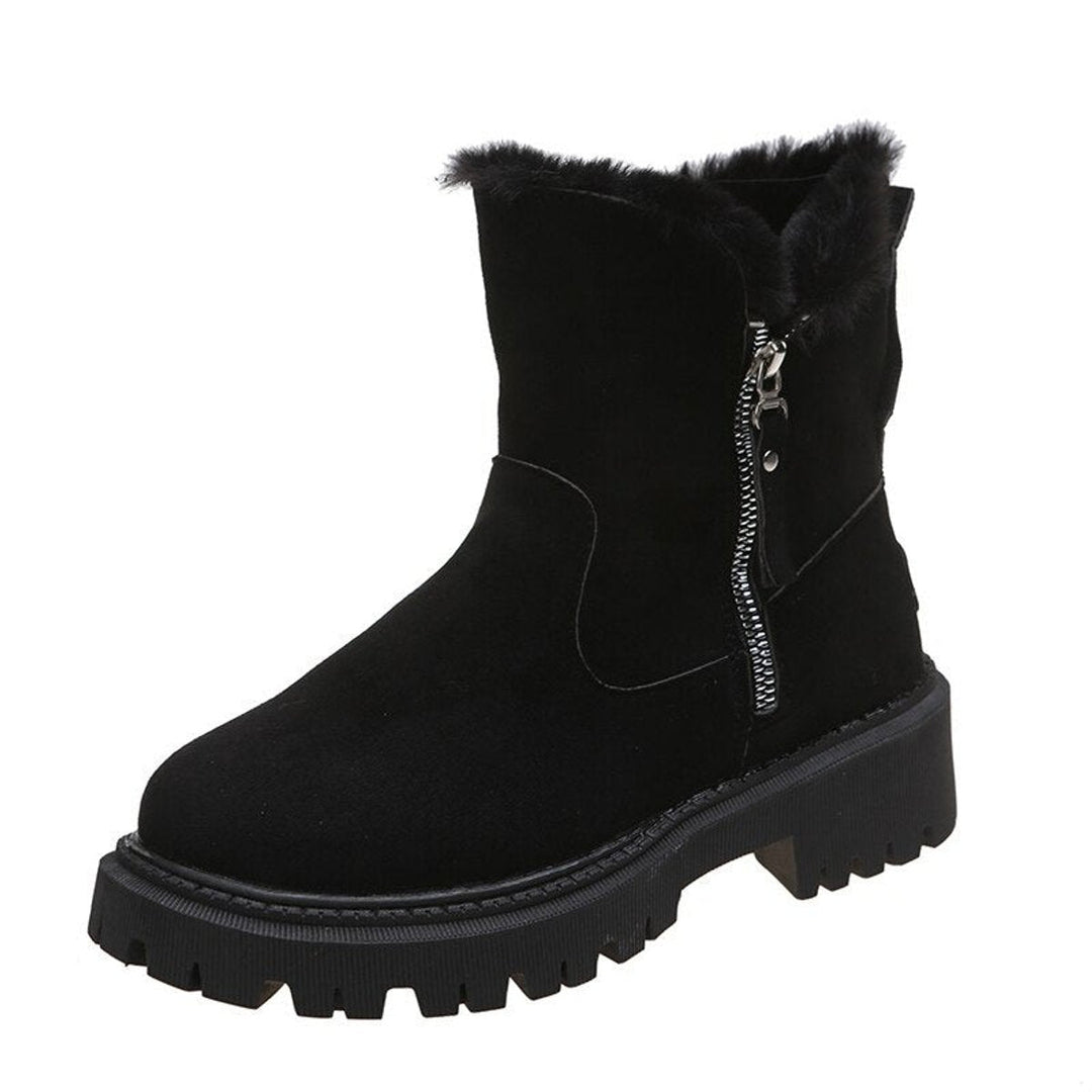 Dam ankelboots med foder, mocka, dragkedja