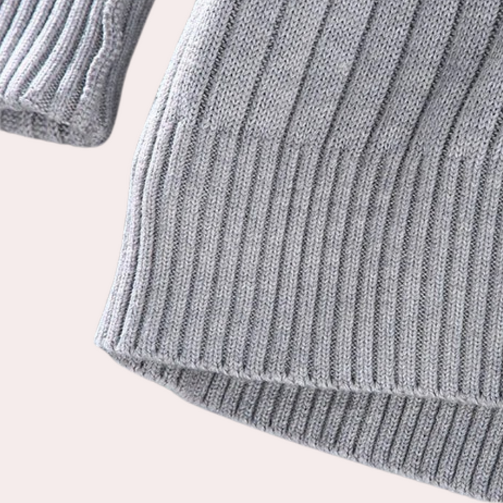 Herr stickad cardigan med dragkedja och diskreta stickdetaljer